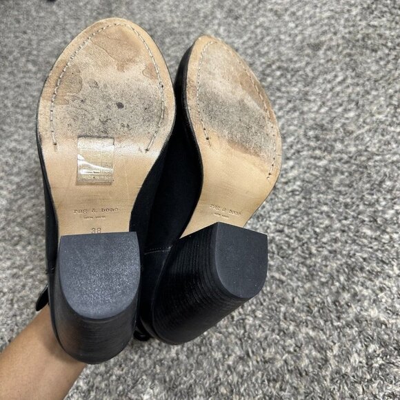 Rag & Bone Boots Black Harrow Leather Cuban Heel Ankle Boots Womens Sz 38 US 7,5 - Picture 5 of 9